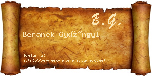 Beranek Gyöngyi névjegykártya